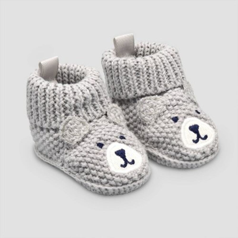 New NWT Carter's Just One You Baby Gray Knitted Bear Slippers Booties Newborn